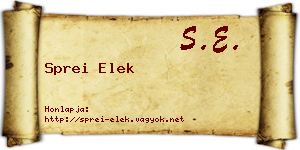 Sprei Elek névjegykártya